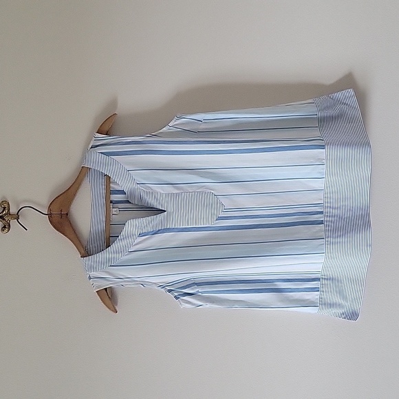 Talbots Tops - Talbots Sleeveless Blue Stripe Tank Cotton Blouse Size MP Medium Petite